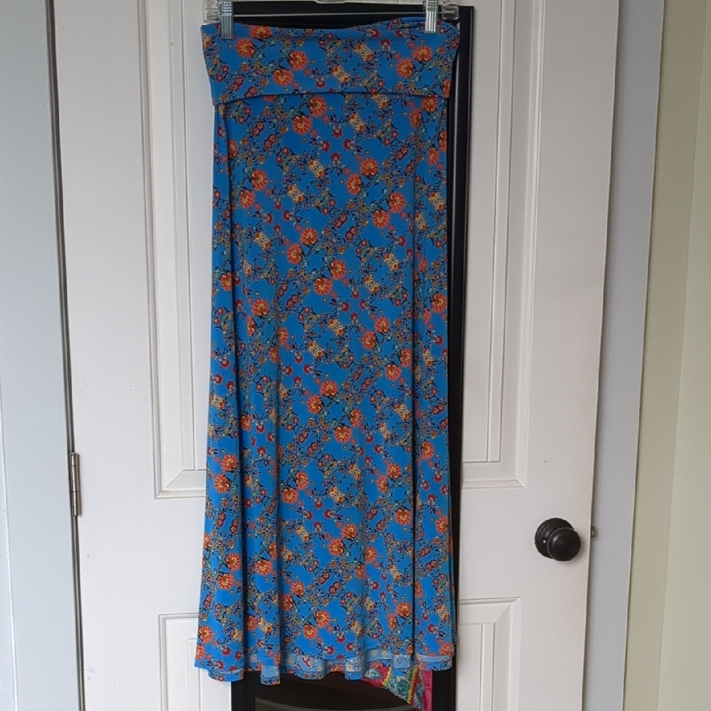 LuLaRoe Blue A-Line Maxi Skirt with Pleats